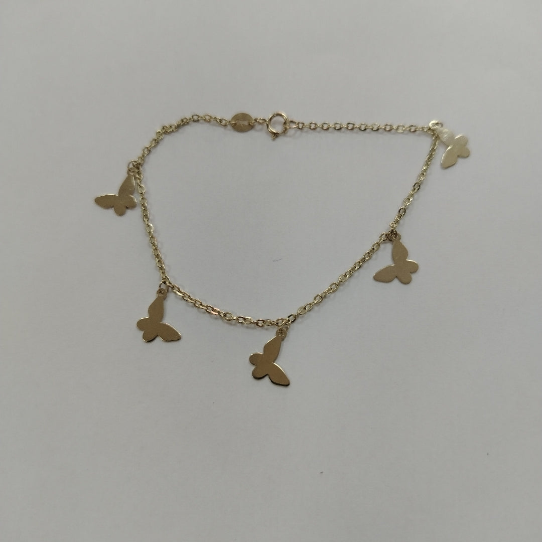 PULSERA ESPECIAL CON MARIPOSAS 14K 18 CM 2 GR (NUEVO)