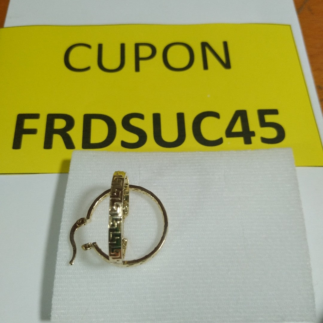 ARETES TEJIDO ARRACADA CON GRECAS 14K 2.8 GR (NUEVO)