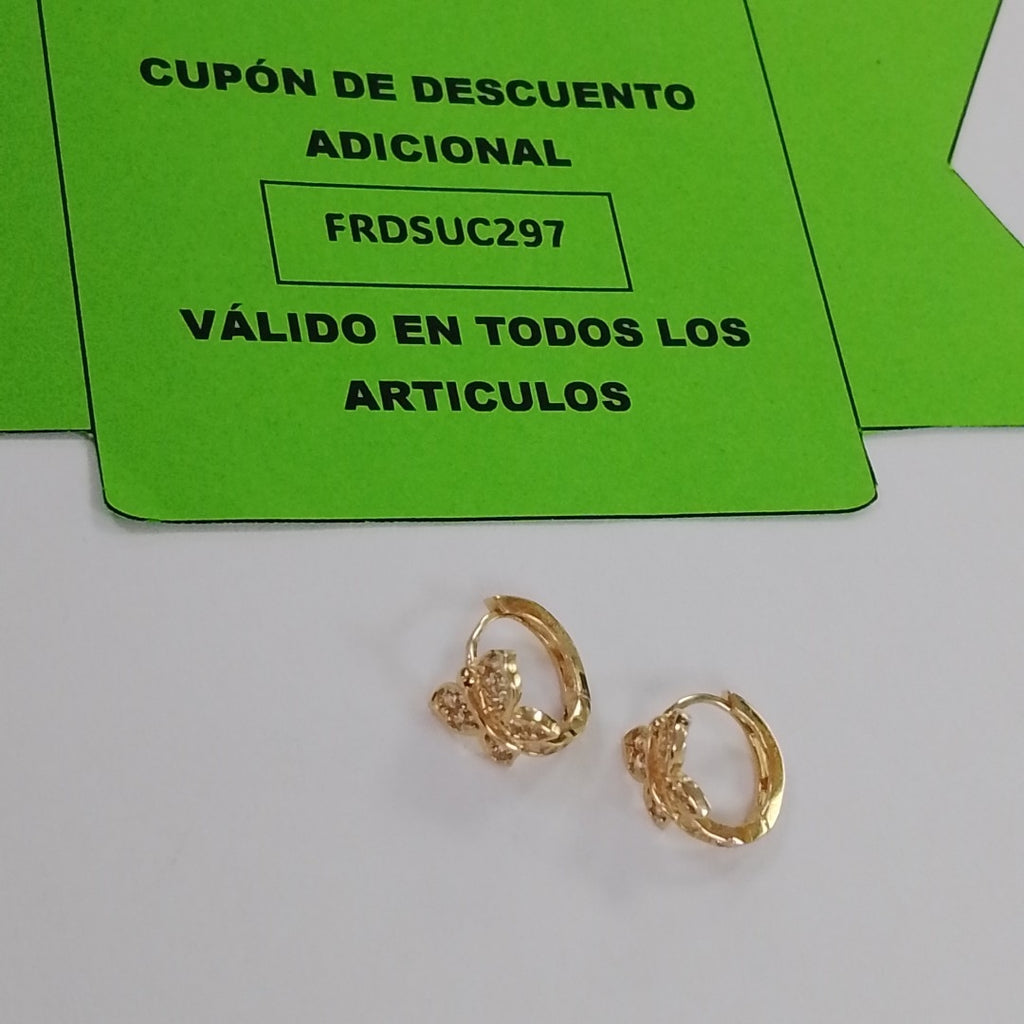 ARETES ARRACADAS CORAZON C CIRCONIAS 14K 1.8 GR (NUEVO)