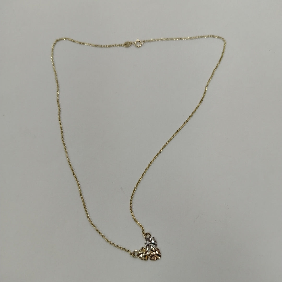 CADENA TEJIDO GARGANTILLA ESPECIAL C FLORES 14K 45 CM 3 GR (NUEVO)