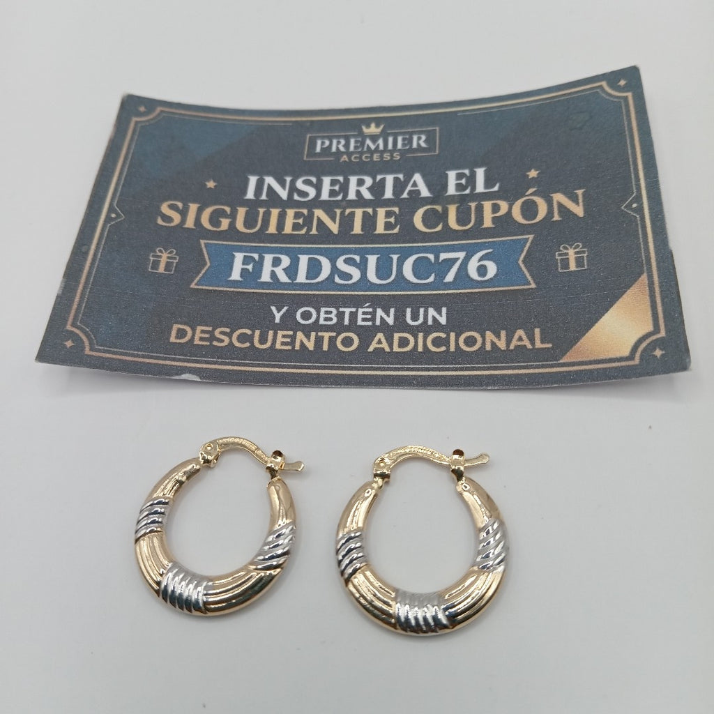 ARETES TEJIDO ARRACADAS COMBINADAS HUECAS 14K 2.1 GR (NUEVO)