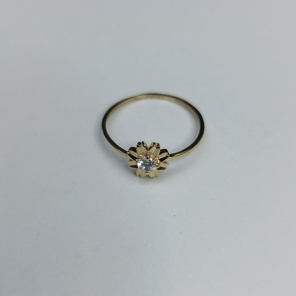 ANILLOS FLOR Y CIRCONIA 14K TALLA 8 1 GR (NUEVO)