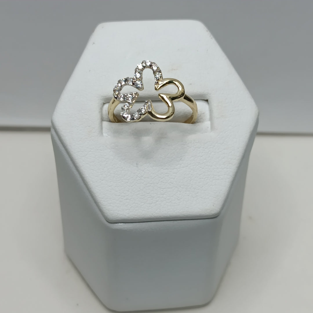 ANILLOS FIG FLOR CON CIRCONIAS 14K TALLA 7 1.5 GR (NUEVO)