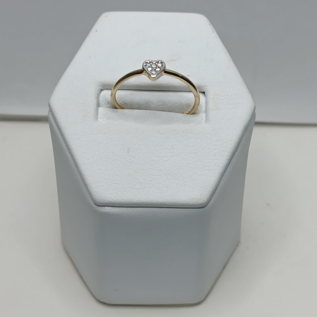ANILLO ANILLITO CORAZON C CIRCONIA 14K 7 TALLA 0.9 GR (NUEVO)