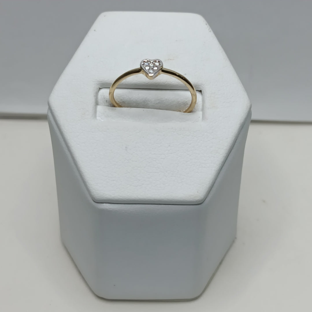 ANILLO ANILLITO CORAZON C CIRCONIA 14K 7 TALLA 0.9 GR (NUEVO)