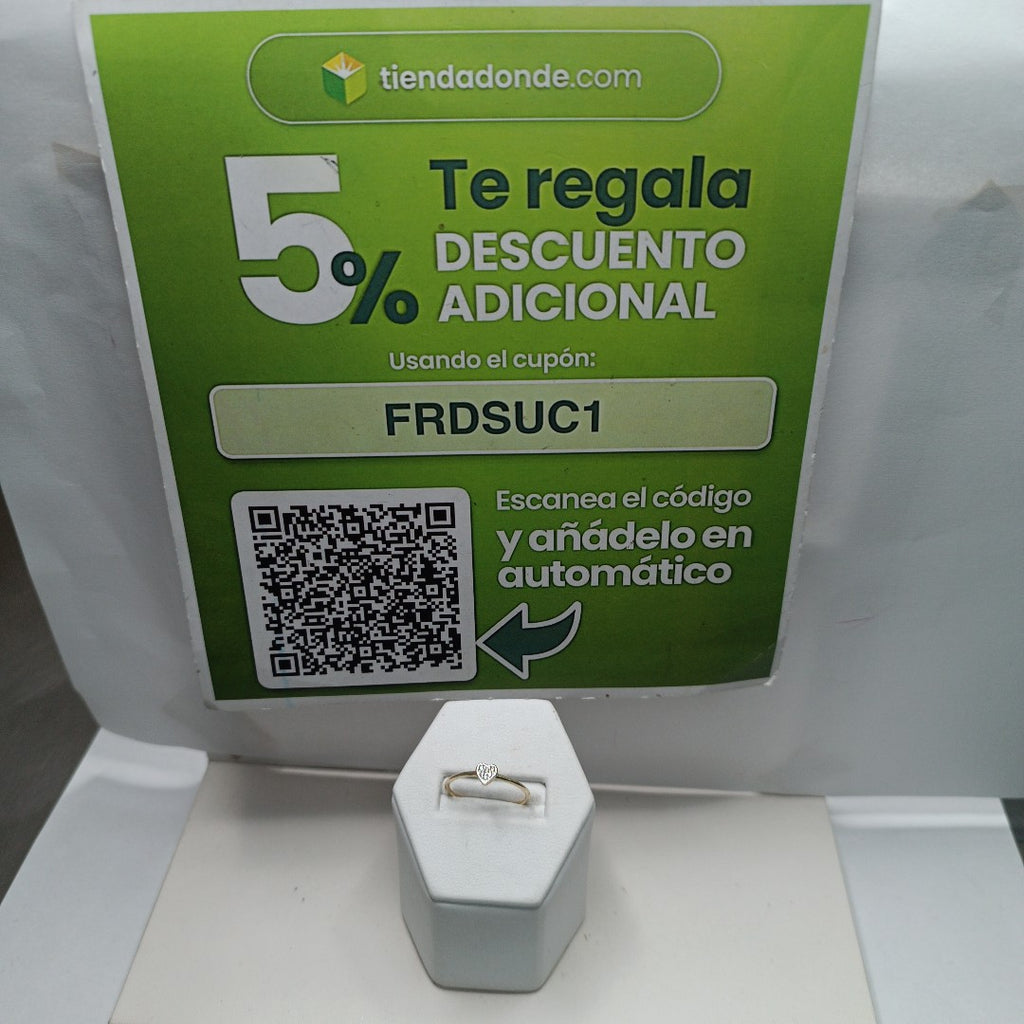 ANILLO ANILLITO CORAZON C CIRCONIA 14K 7 TALLA 0.9 GR (NUEVO)
