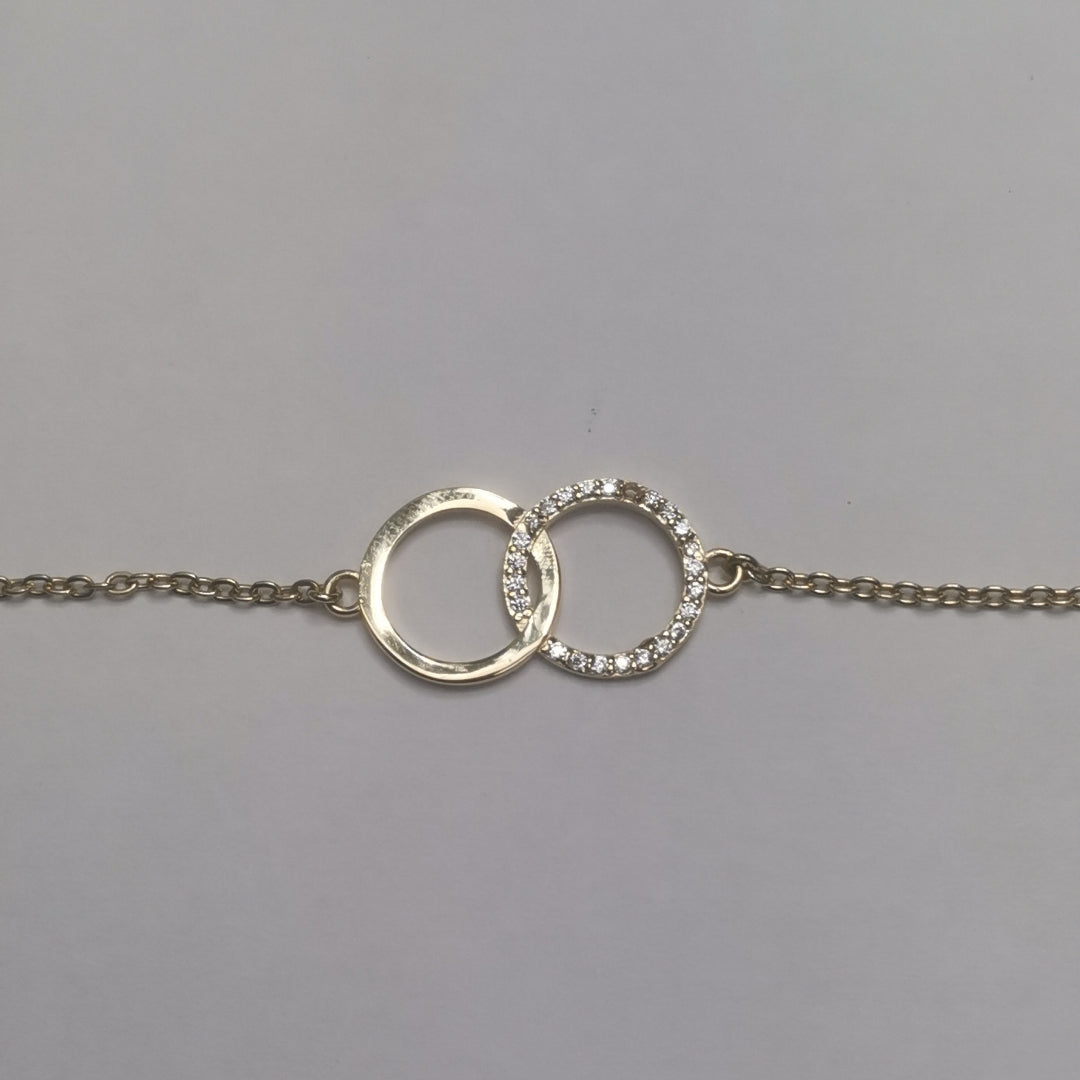 PULSERA TEJIDO ESPECIAL FIG AROS UNIDOS C CIRCS 14K 18 CM 2.1 GR (NUEVO)