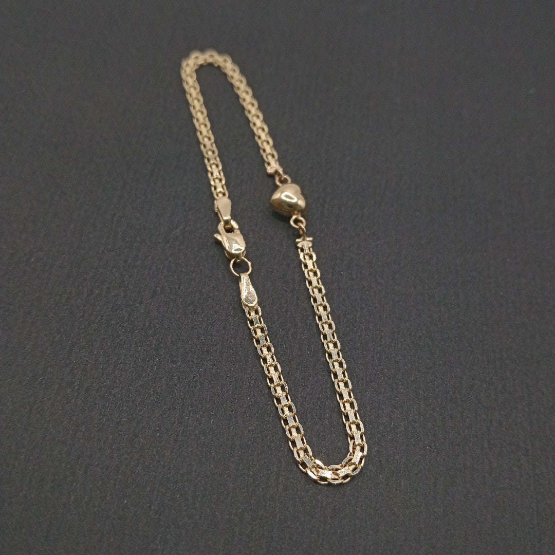 PULSERA ESPECIAL C CORAZON 14K 18 CM 2.7 GR (NUEVO)