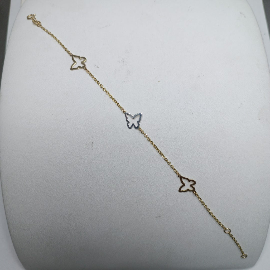 PULSERA ESPECIAL C MARIPOSAS 14K 18 CM 1.7 GR (NUEVO)
