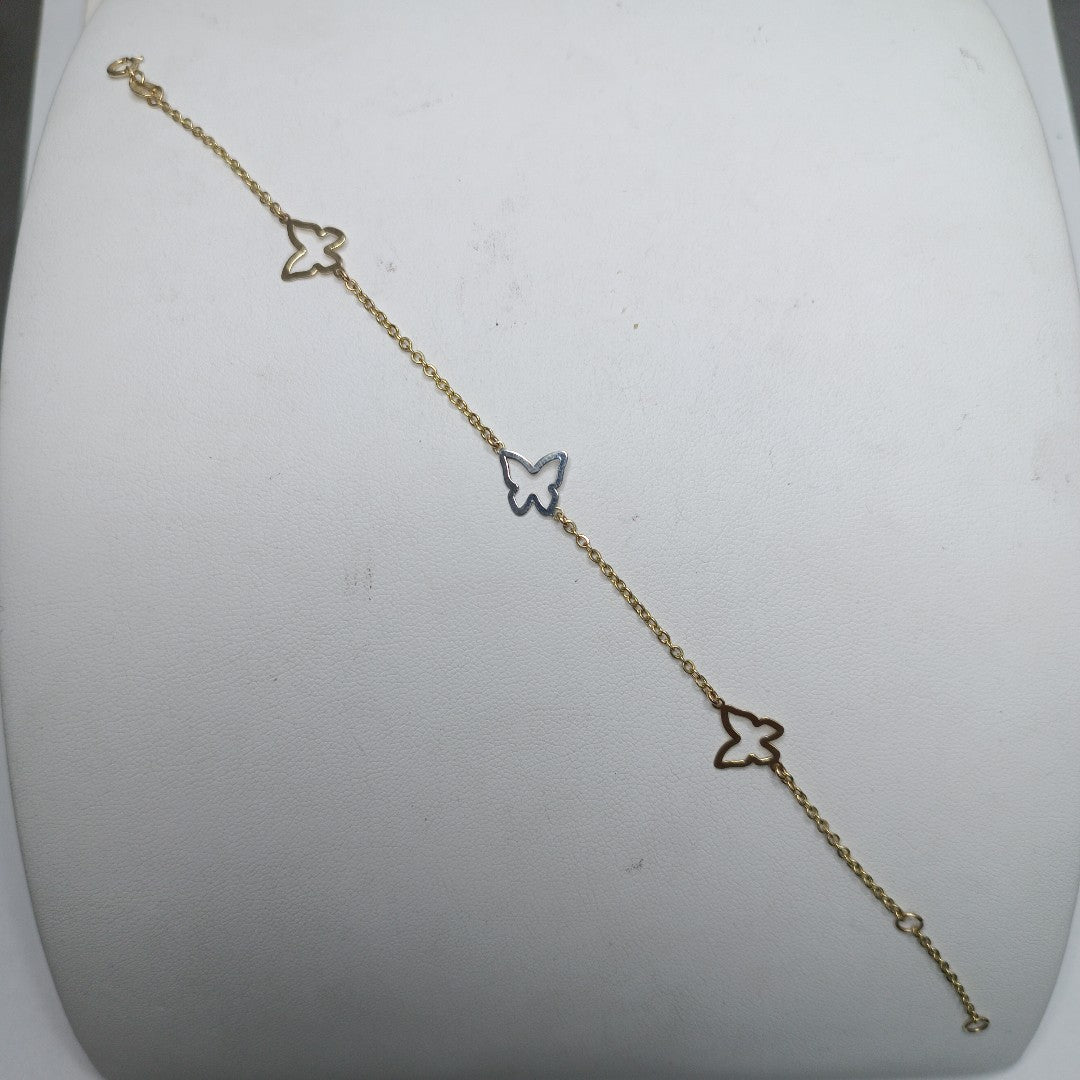 PULSERA ESPECIAL C MARIPOSAS 14K 18 CM 1.7 GR (NUEVO)
