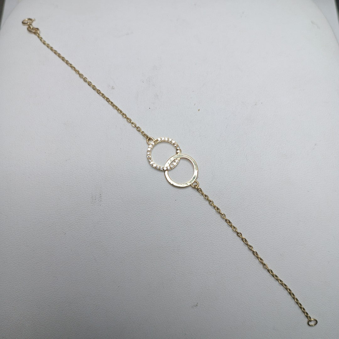 PULSERA TEJIDO ESPECIAL FIG AROS UNIDOS C CIRCS 14K 18 CM 2.1 GR (NUEVO)