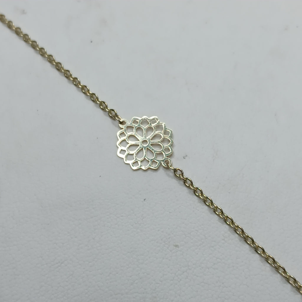 PULSERA TEJIDO ESPECIAL CON MANDALA 14K 18 CM 1.3 GR (NUEVO)