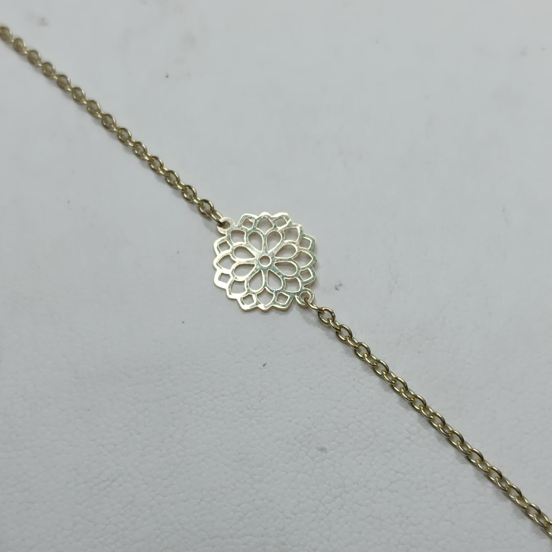PULSERA TEJIDO ESPECIAL CON MANDALA 14K 18 CM 1.3 GR (NUEVO)