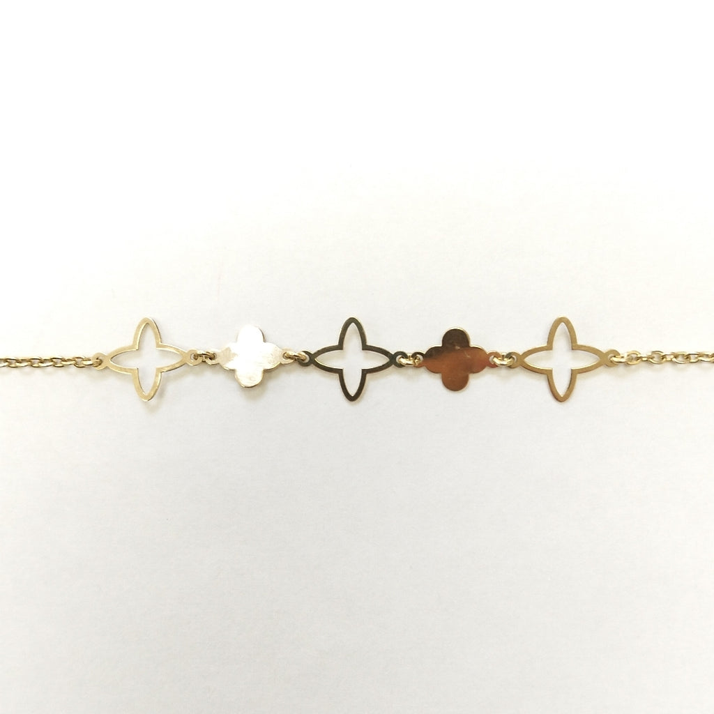 PULSERA TEJIDO ESP CON TREBOL 14K 18 CM 1.6 GR (NUEVO)