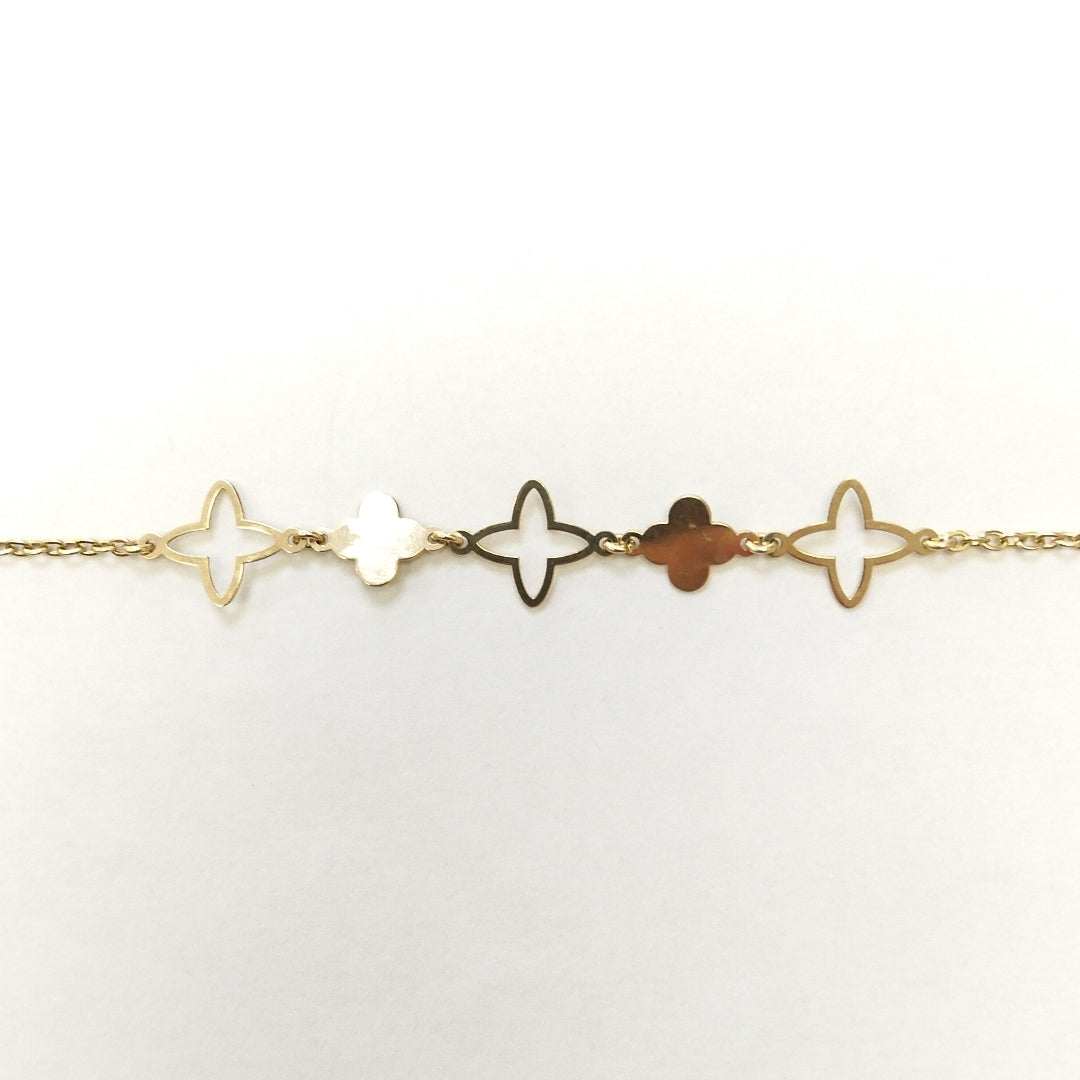 PULSERA TEJIDO ESP CON TREBOL 14K 18 CM 1.6 GR (NUEVO)