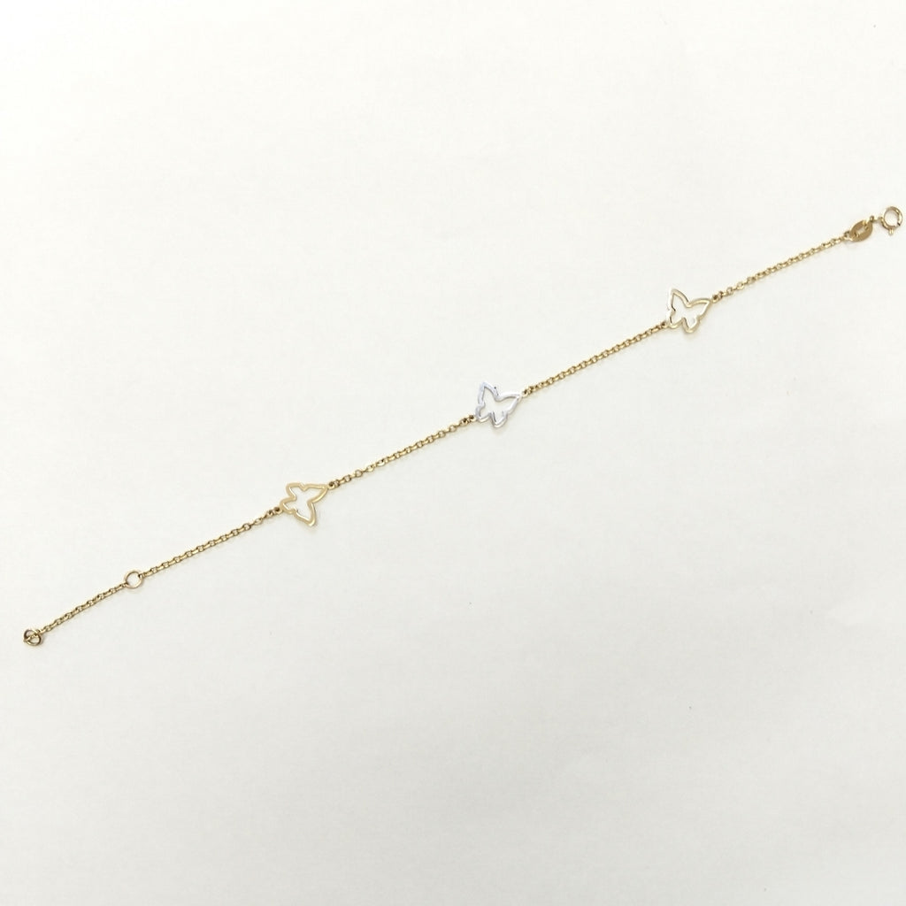 PULSERA ESPECIAL C MARIPOSAS 14K 18 CM 1.7 GR (NUEVO)