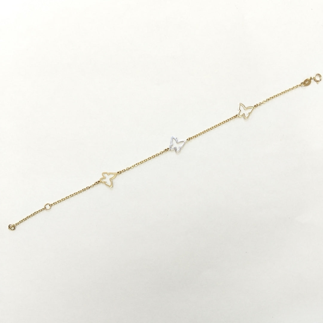 PULSERA ESPECIAL C MARIPOSAS 14K 18 CM 1.7 GR (NUEVO)