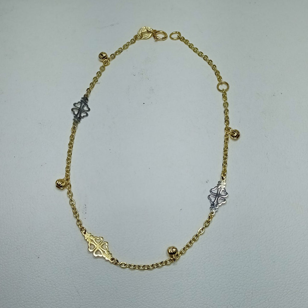 PULSERA ESPECIAL CON TREBOL 14K 18 CM 1.8 GR (NUEVO)