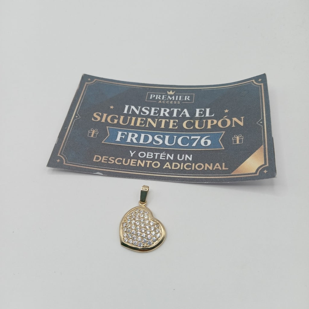 DIJE TEJIDO CORAZON CON CIRCONIAS 14K 1.8 GR (NUEVO)