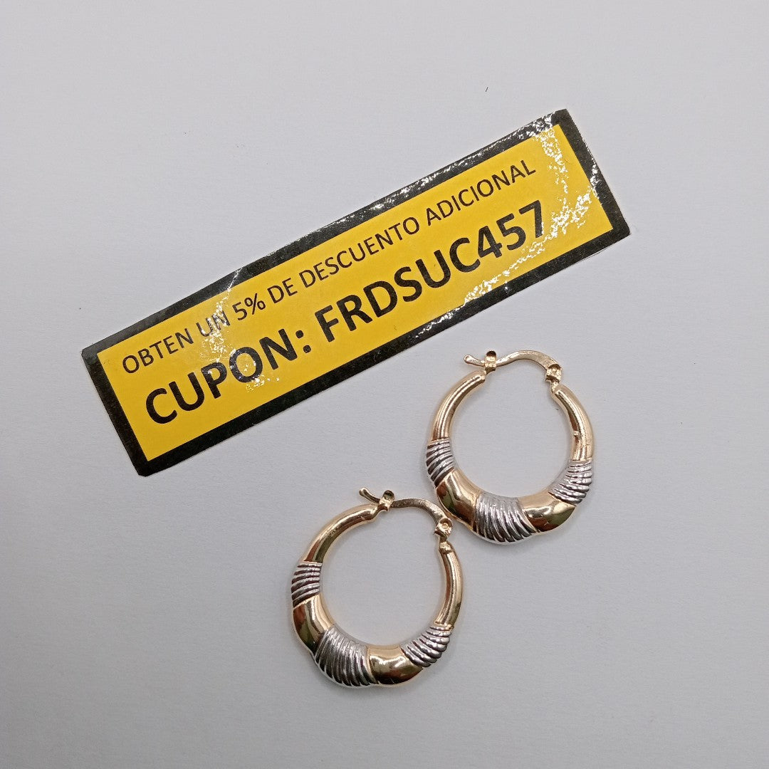 ARETES ARRACADAS HUECAS COMBINADAS 14K 2.6 GR (NUEVO)