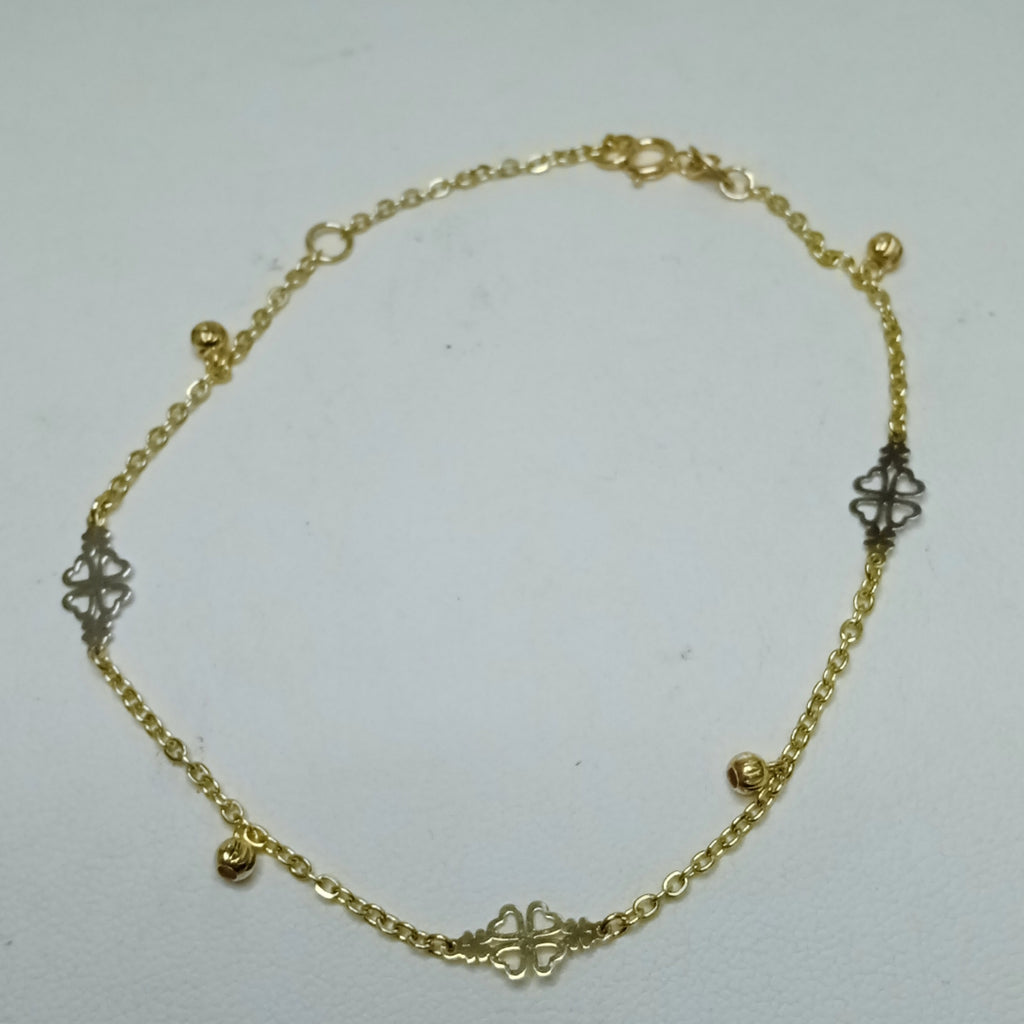 PULSERA ESPECIAL CON TREBOL 14K 18 CM 1.8 GR (NUEVO)