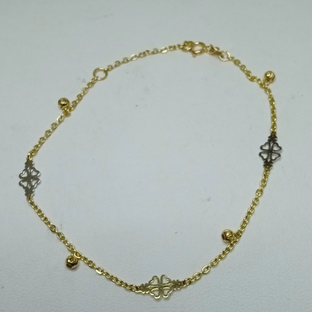 PULSERA ESPECIAL CON TREBOL 14K 18 CM 1.8 GR (NUEVO)