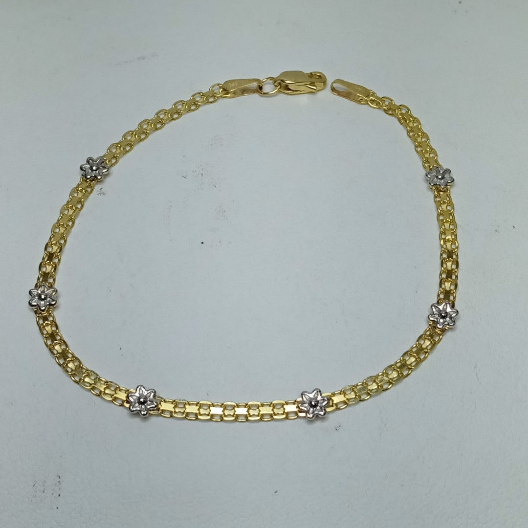 PULSERA ESPECIAL C FLORES 14K 18 CM 2.9 GR (NUEVO)
