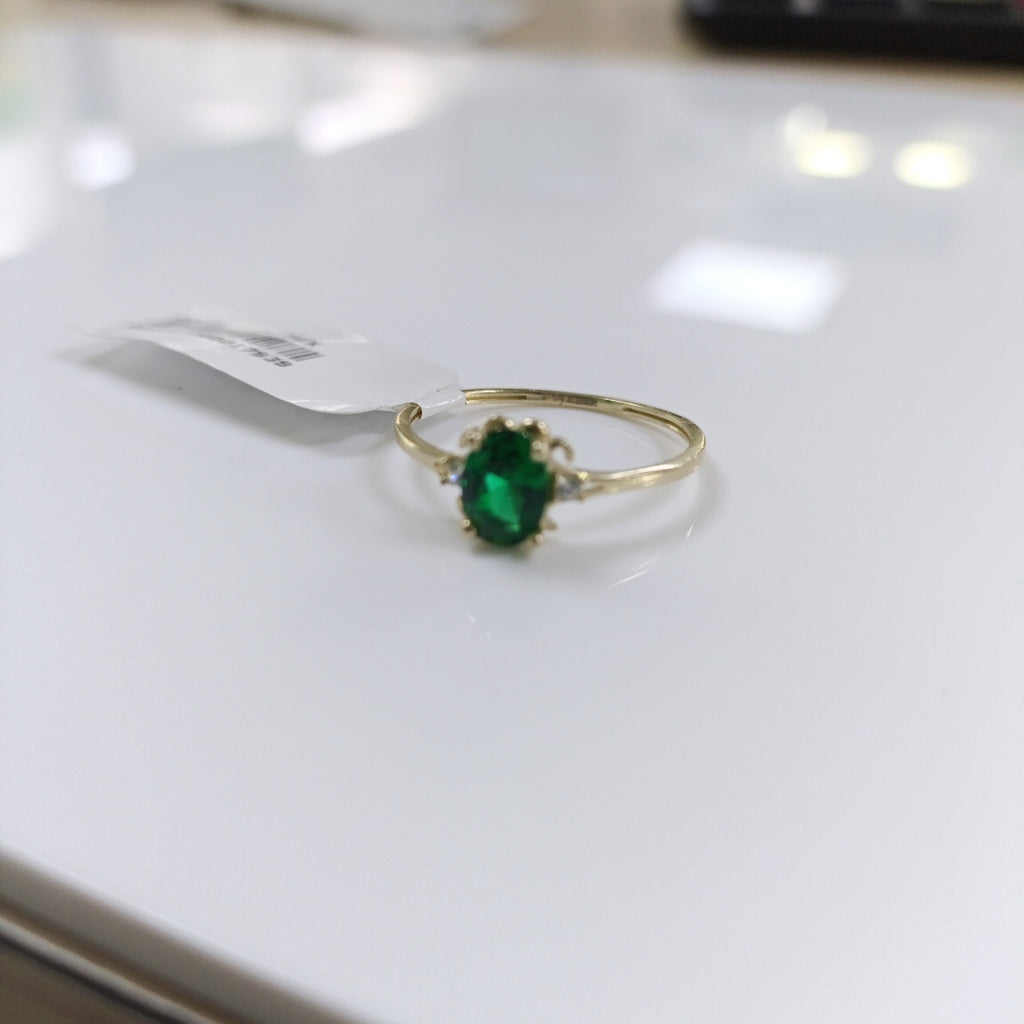 ANILLOS CON CIRCONIAS Y PIEDRA DE COLOR VERDE 14K TALLA 9 1.1 GR (NUEVO)