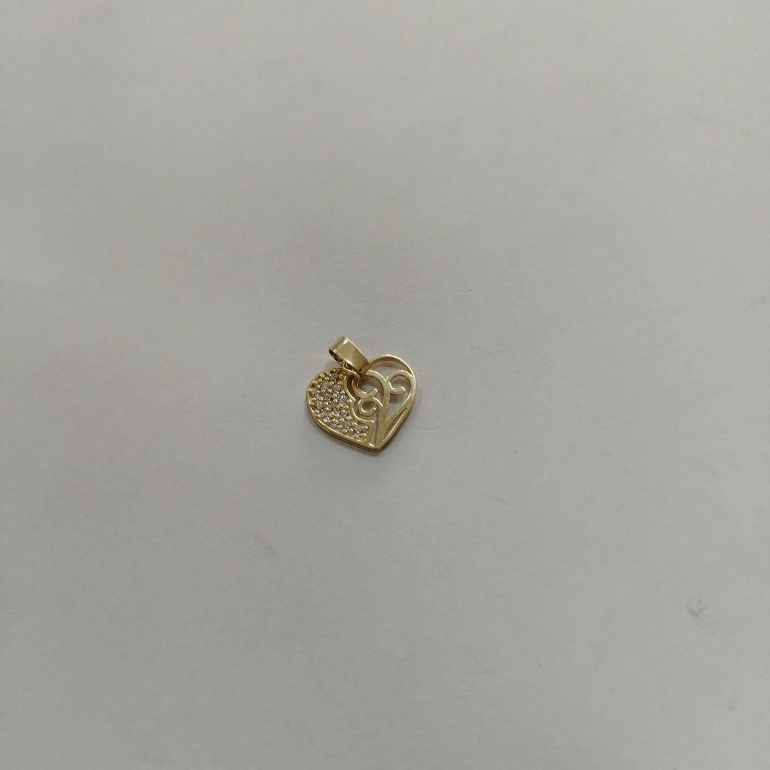 DIJE TEJIDO CORAZON CON CIRCONIAS Y ARBOL DE LA VIDA 14K 0.9 GR (NUEVO)