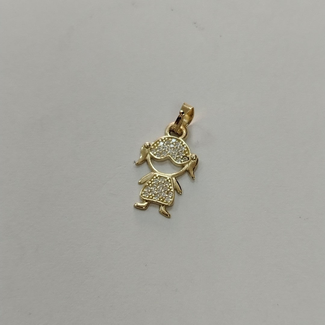 DIJE TEJIDO NIÑA CON CIRCONIAS 14K 0.9 GR (NUEVO)