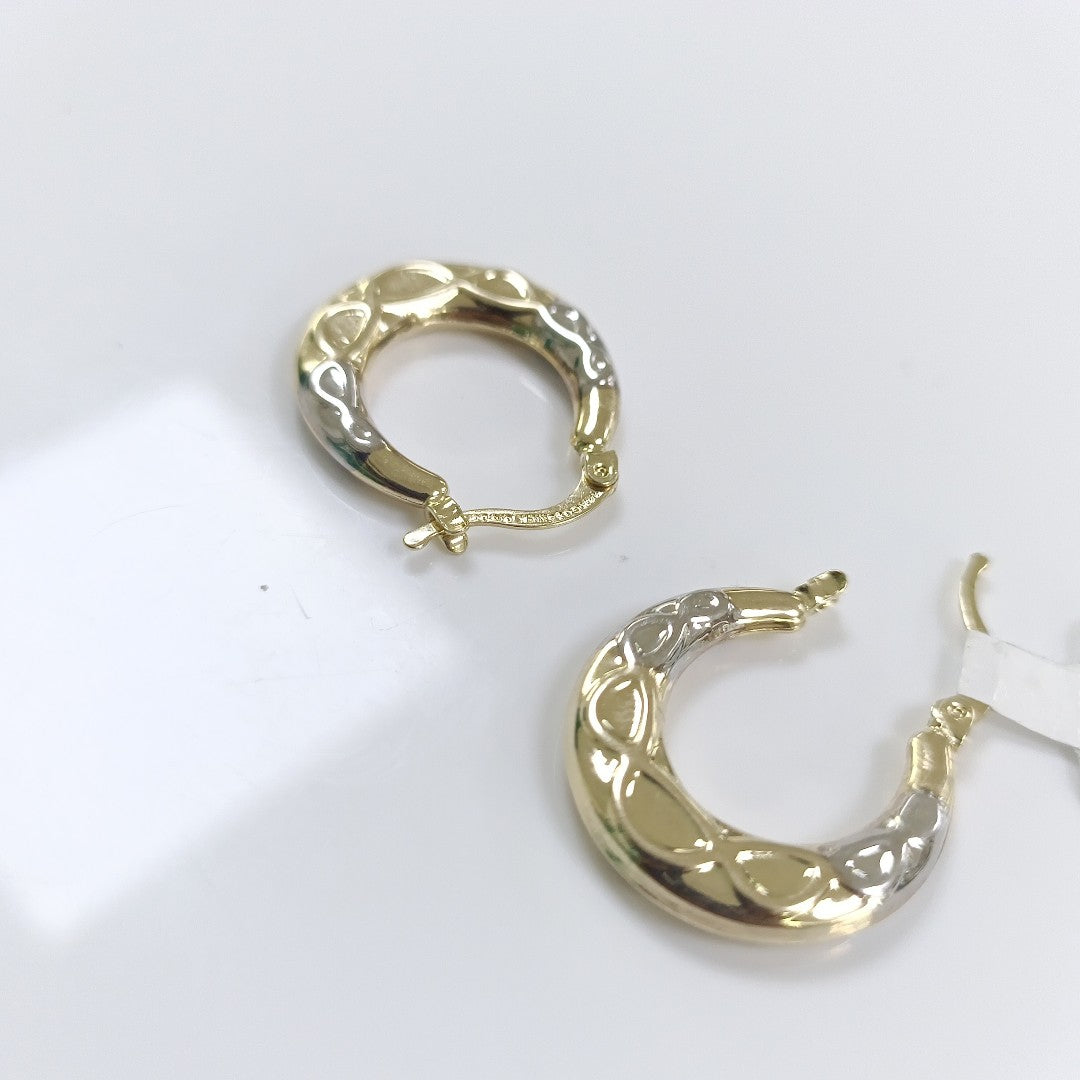 ARETES ARRACADAS COMBINADAS CON INFINITO 14K 2.3 GR (NUEVO)