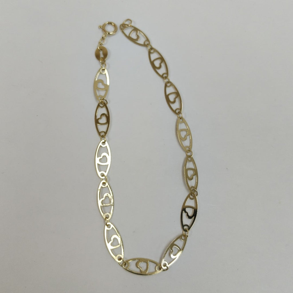 PULSERA TEJIDO ESPECIAL CON CORAZON 14K 18 CM 1.4 GR (NUEVO)