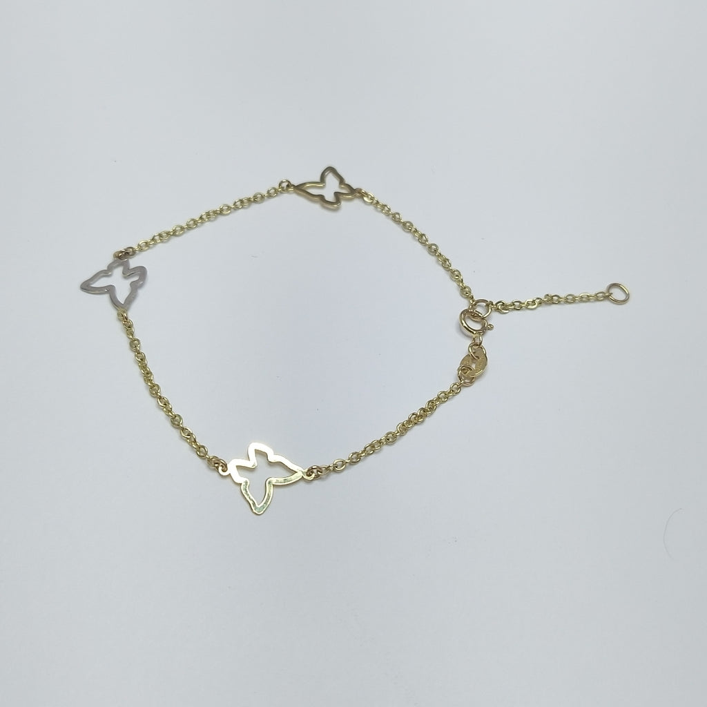 PULSERA ESPECIAL C MARIPOSAS 14K 18 CM 1.7 GR (NUEVO)