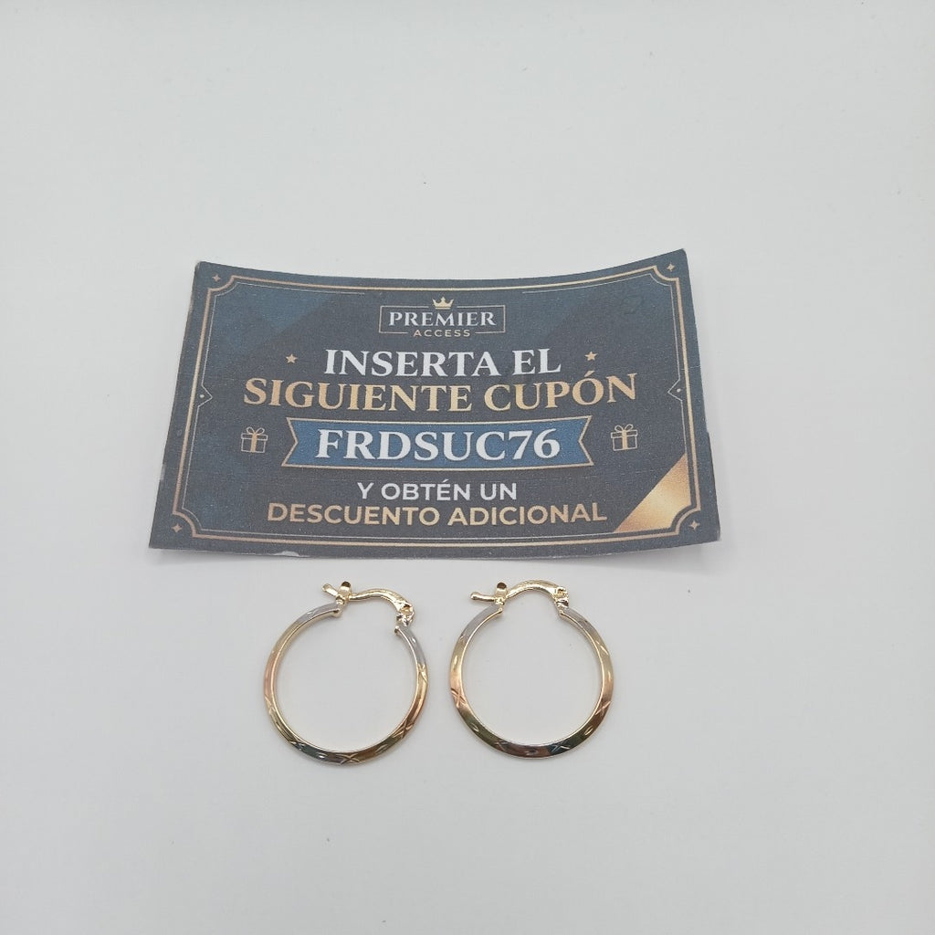 ARETES TEJIDO ARRACADAS BISELADAS COMBINADAS 14K 1.4 GR (NUEVO)
