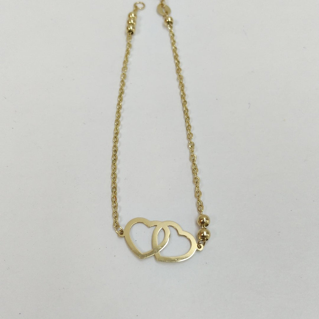 PULSERA TEJIDO ESPECIAL C CORAZONES 14K 18 CM 1.6 GR (NUEVO)