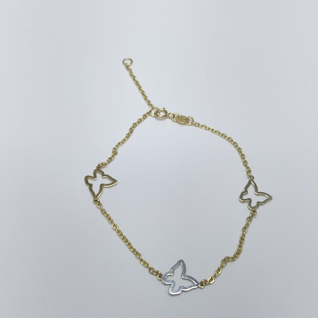 PULSERA ESPECIAL C MARIPOSAS 14K 18 CM 1.7 GR (NUEVO)