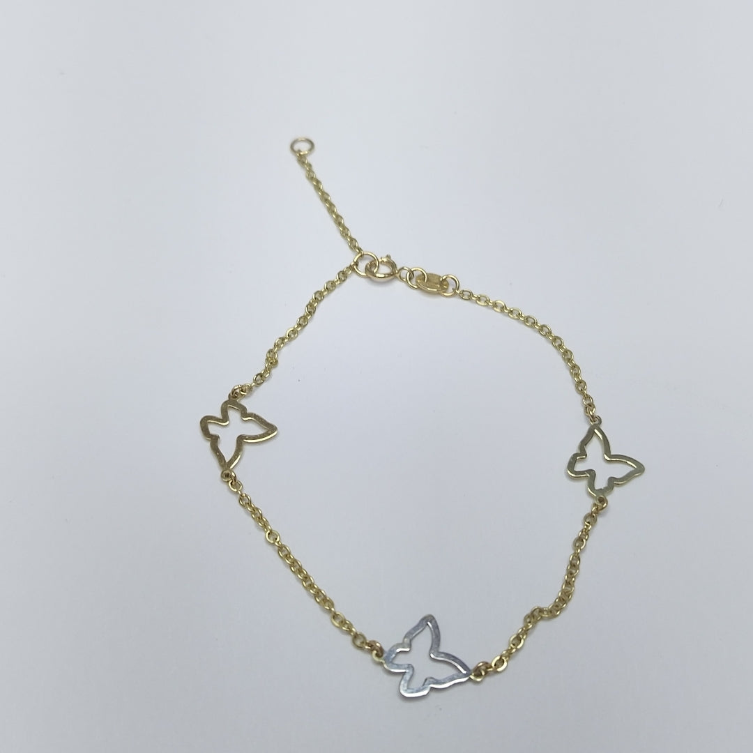 PULSERA ESPECIAL C MARIPOSAS 14K 18 CM 1.7 GR (NUEVO)
