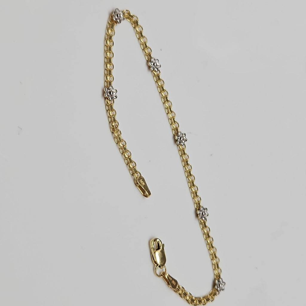 PULSERA ESPECIAL C FLORES 14K 18 CM 3 GR (NUEVO)