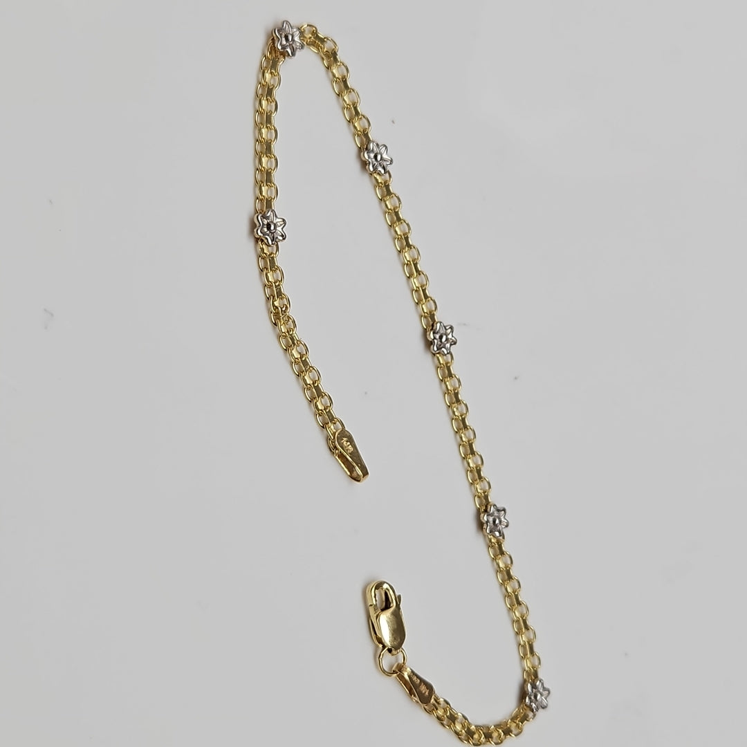 PULSERA ESPECIAL C FLORES 14K 18 CM 3 GR (NUEVO)