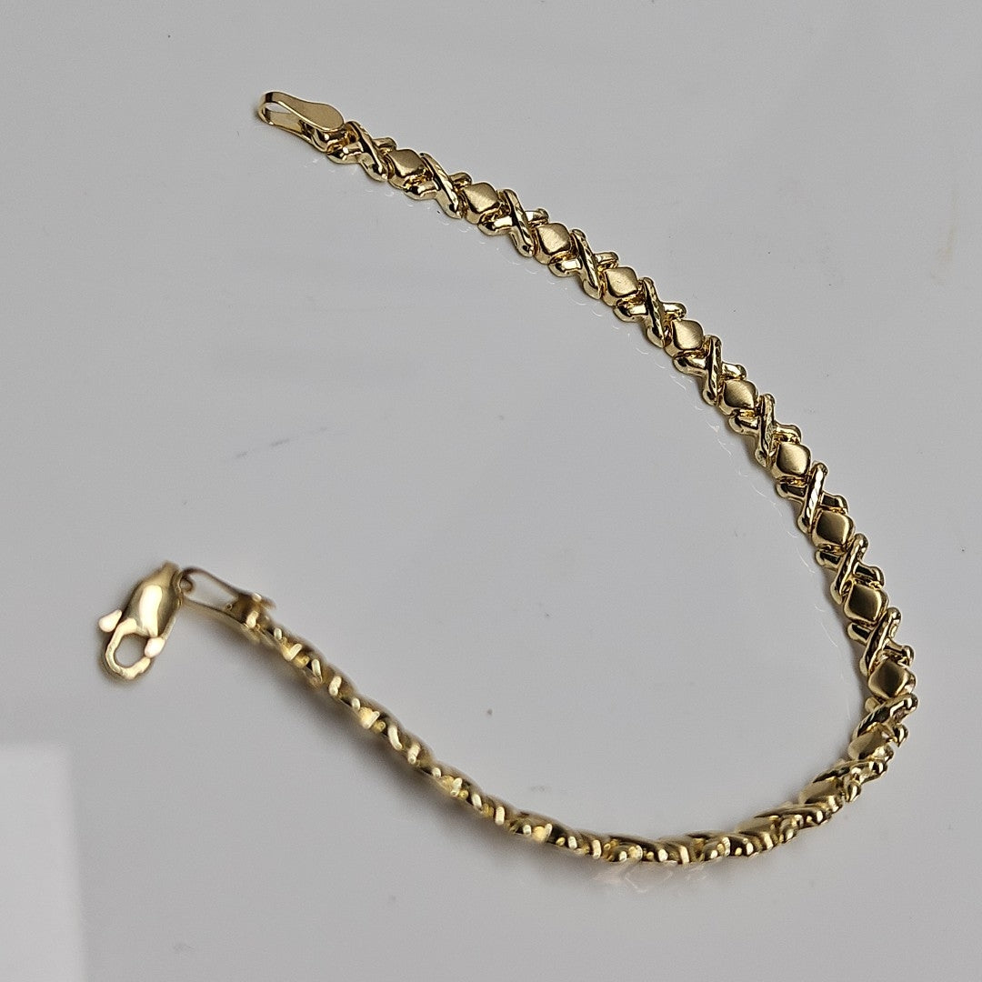 PULSERA ESPECIAL XOXO 14K 18 CM 6.1 GR (NUEVO)
