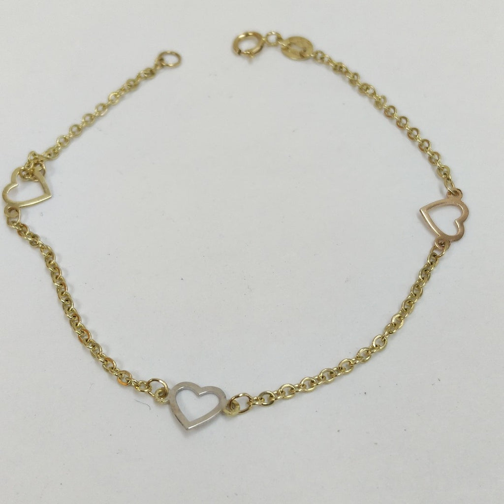 PULSERA ESPECIAL CON CORAZONES 14K 18 CM 1.3 GR (NUEVO)