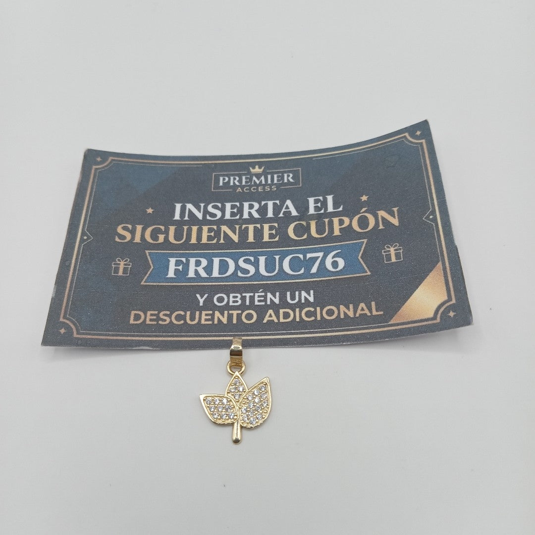 DIJE TEJIDO HOJAS CON CIRCONIAS 14K 1 GR (NUEVO)