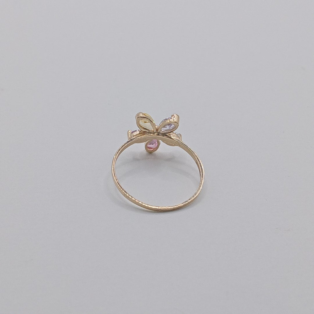 ANILLOS FLOR CON PIEDRAS DE COLOR 14K TALLA 7 1.4 GR (NUEVO)