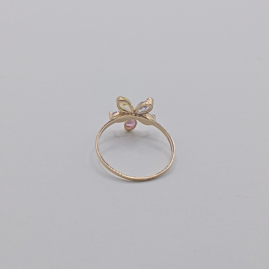 ANILLOS FLOR CON PIEDRAS DE COLOR 14K TALLA 7 1.4 GR (NUEVO)