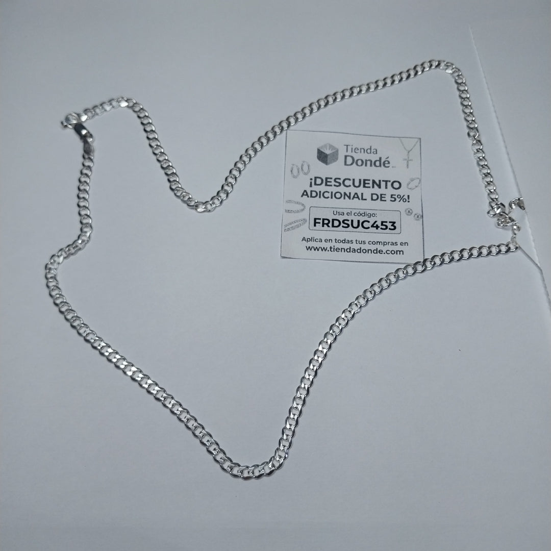 CADENA TEJIDO BARBADO PLATA .925 60 CM 13 GR (NUEVO)