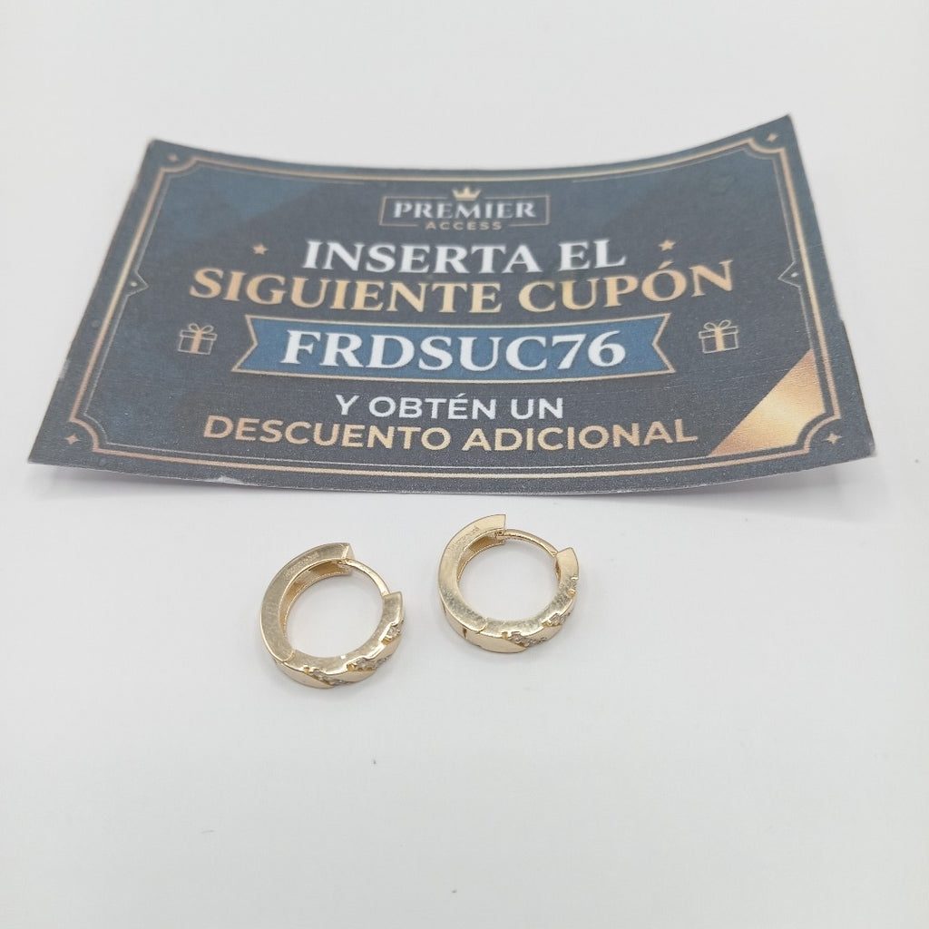 ARETES HUGGIES CON CIRCONIAS 14K 2.2 GR (NUEVO)