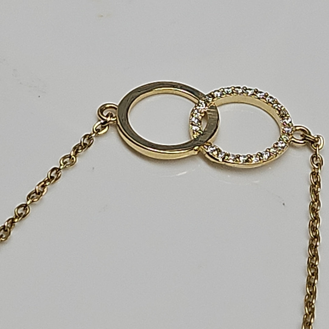 PULSERA TEJIDO ESPECIAL FIG AROS UNIDOS C CIRCS 14K 18 CM 2.1 GR (NUEVO)