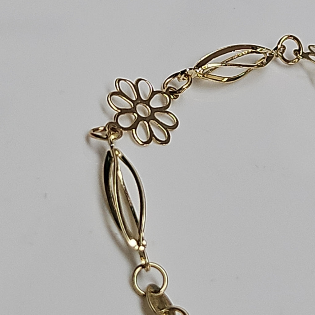 PULSERA ESPECIAL CON FLORES 14K 18 CM 2.6 GR (NUEVO)