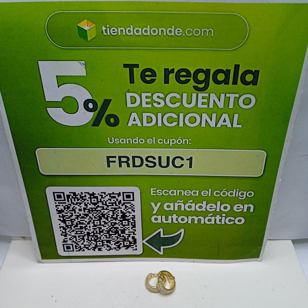 ARETES HUGGIE CON CIRCONIAS 14K 2.2 GR (NUEVO)