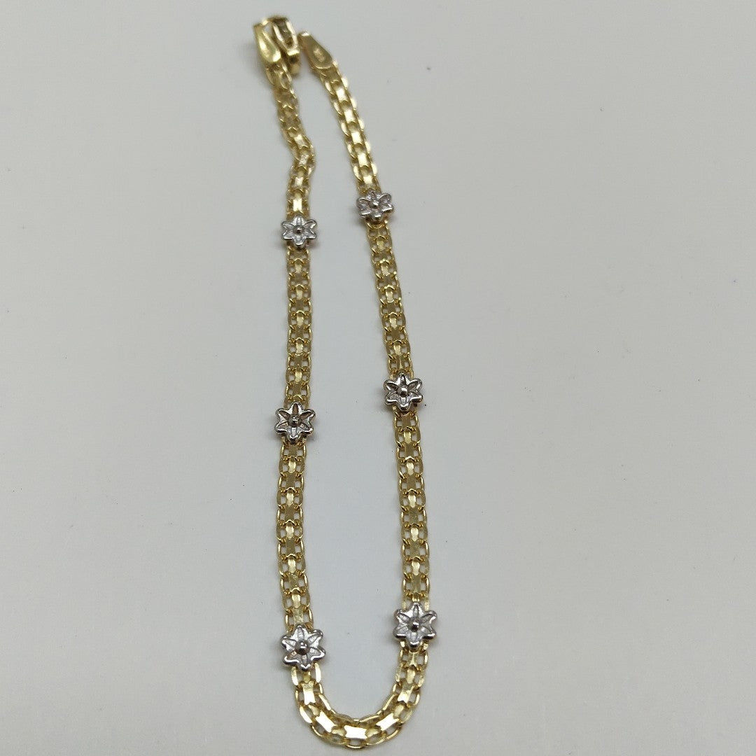 PULSERA ESPECIAL C FLORES 14K 18 CM 2.9 GR (NUEVO)